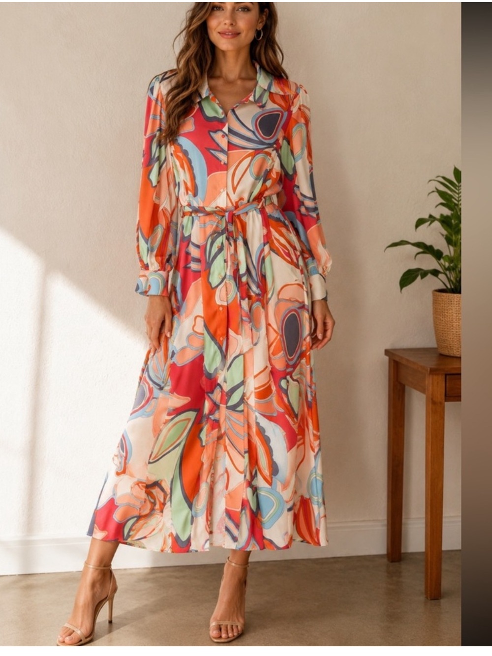 Alexis Multi Color Button Down Puffy Sleeve Maxi Dress!